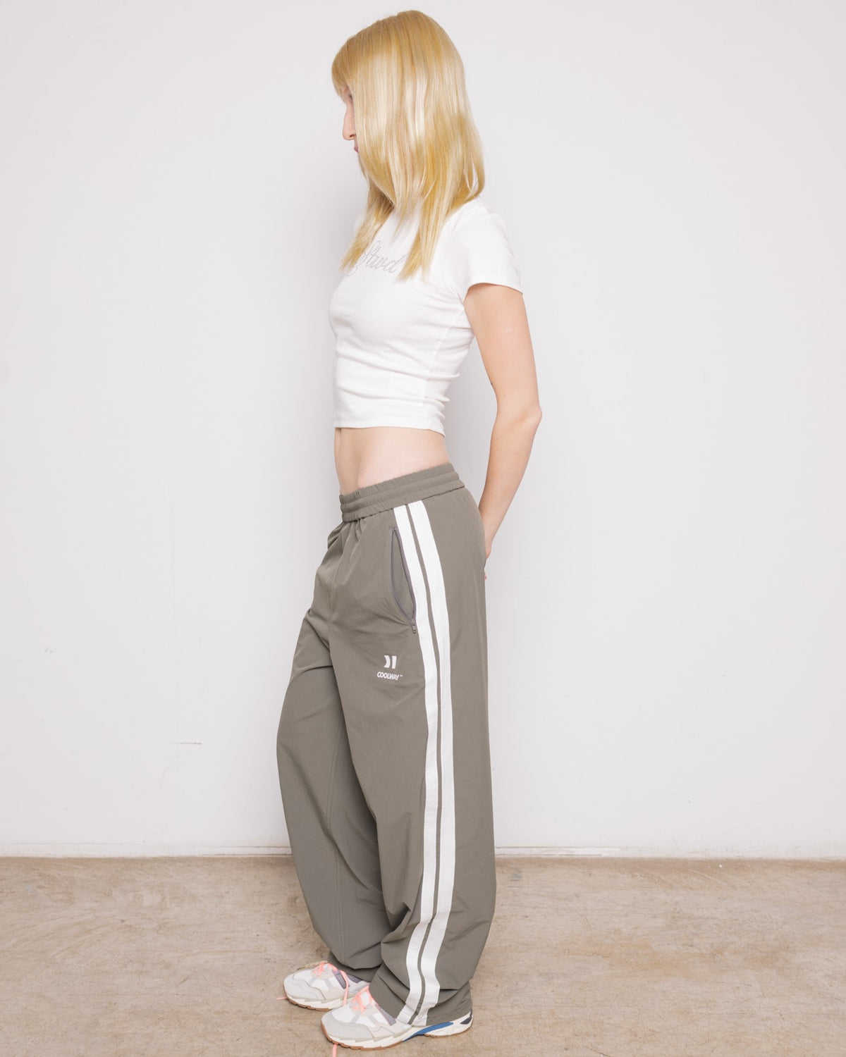 Olive Nylon Track Pants