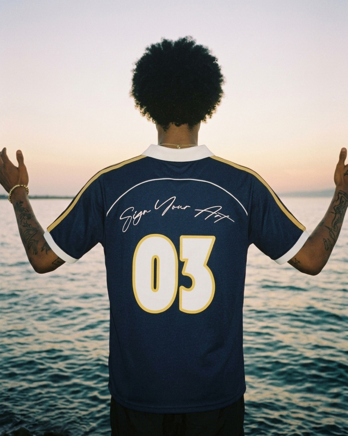 Navy Ink Football Tee