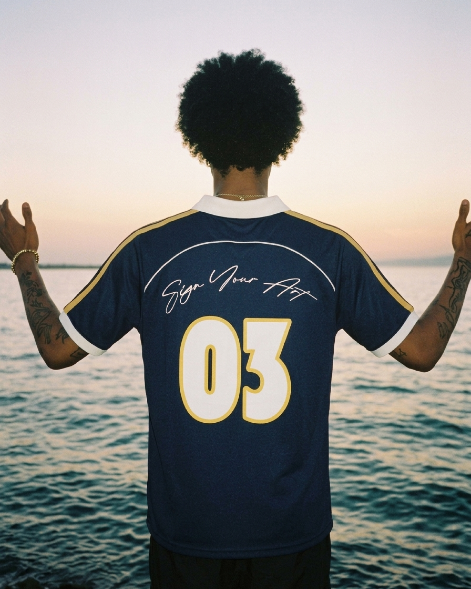Navy Ink Football Tee