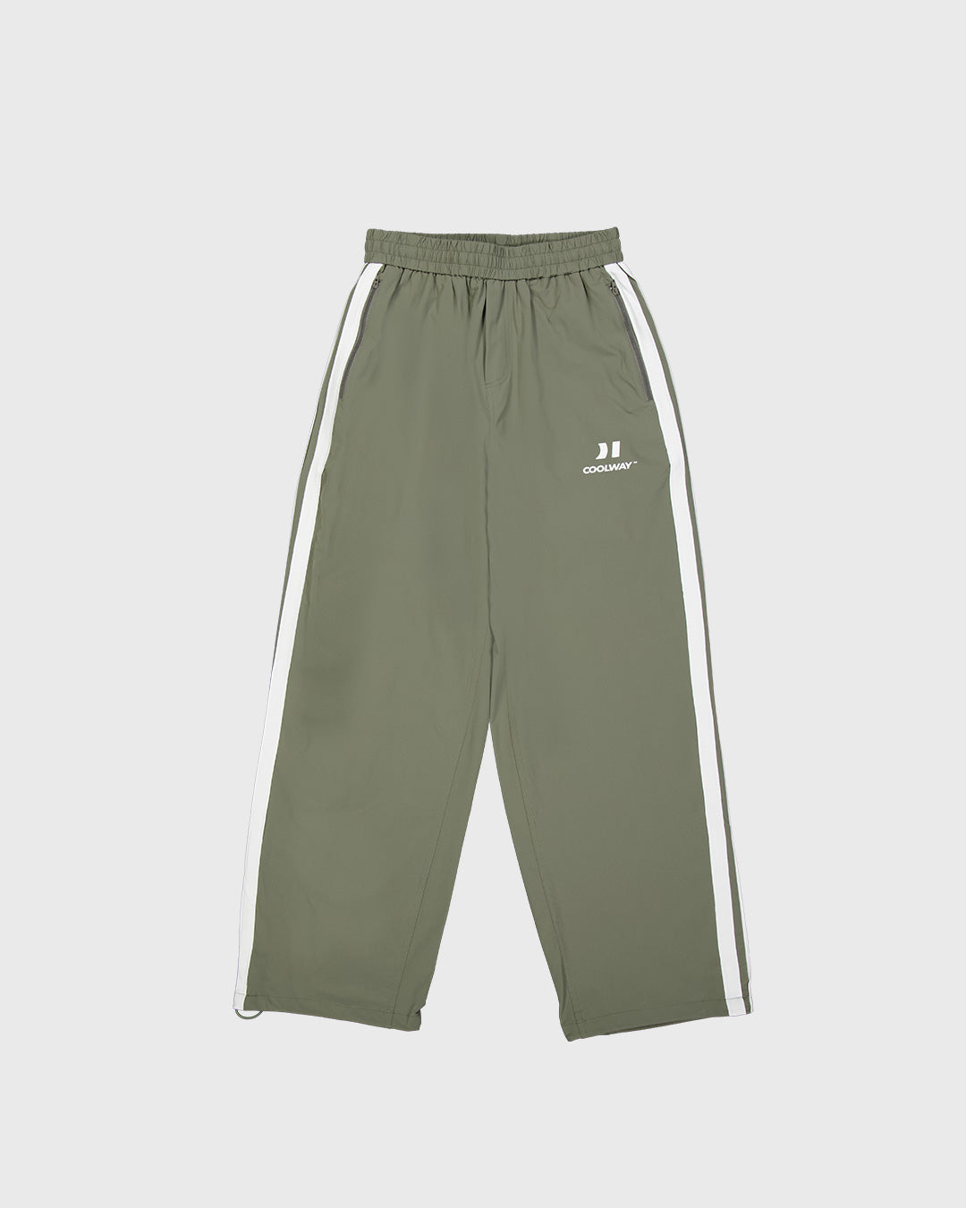 Olive Nylon Track Pants